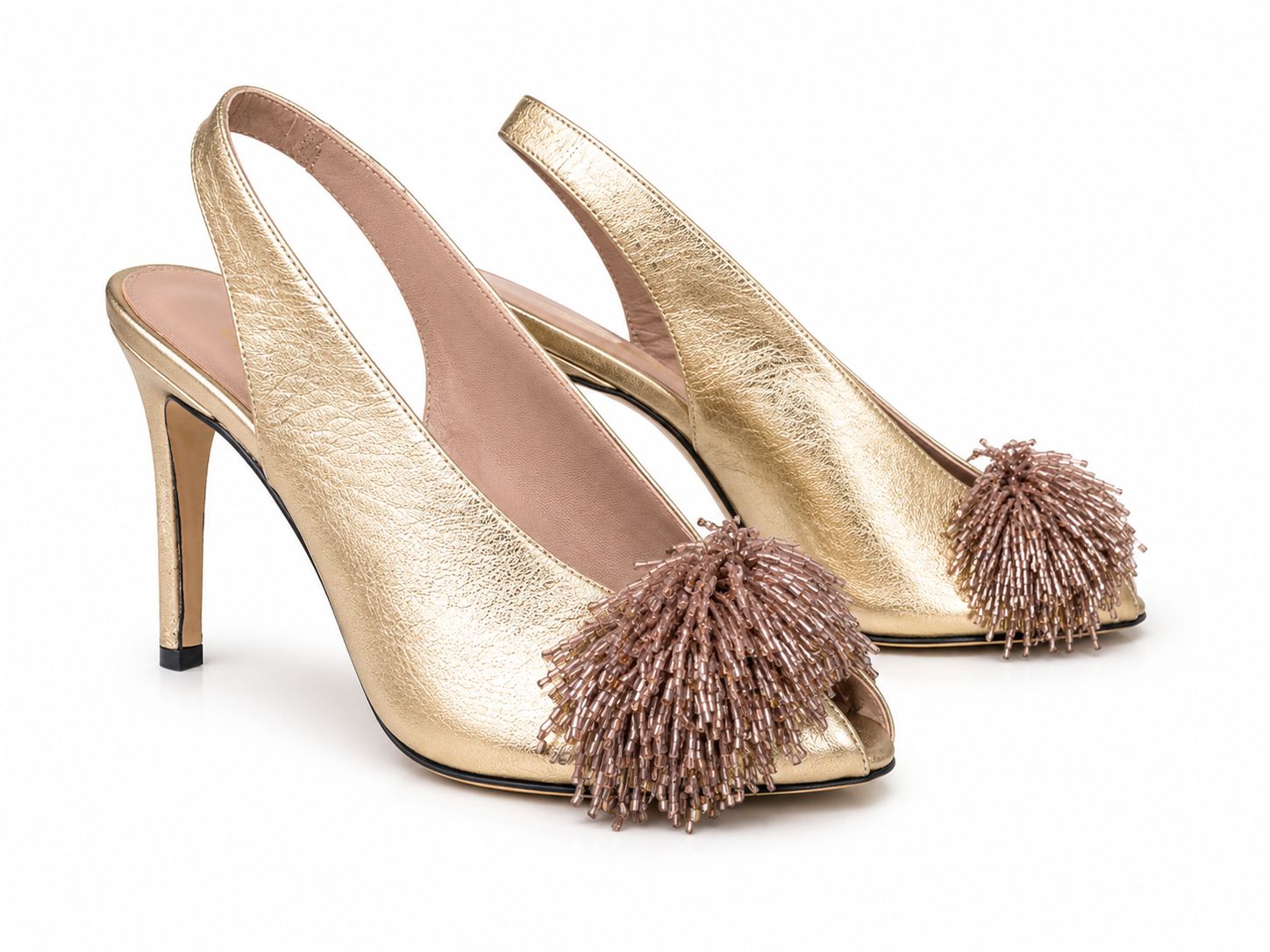 Beaded Gold Heels