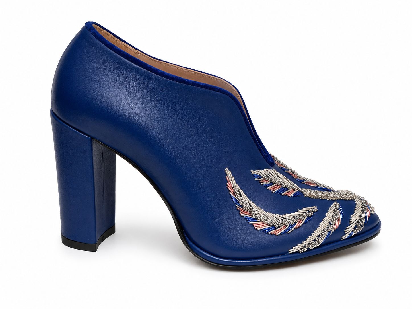 Embroidered Leather Heels