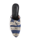 Royal Blue Silk Linen Slippers