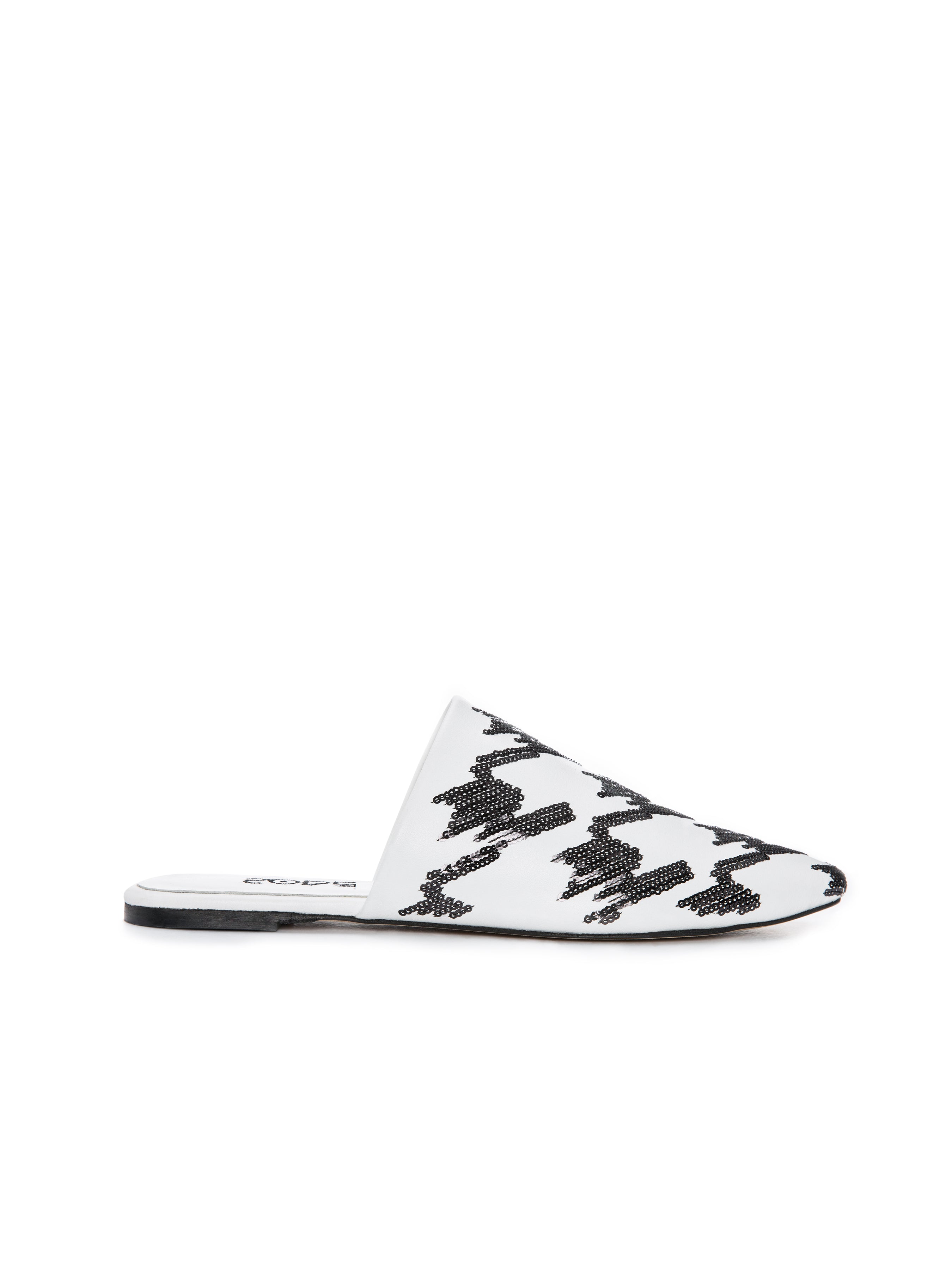Houndstooth Leather Slippers