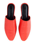 Neon-Grapefruit Leather Slippers