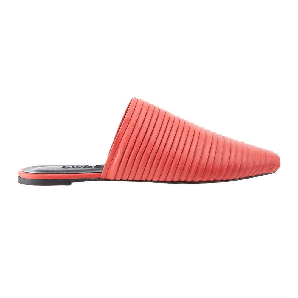 Neon-Grapefruit Leather Slippers