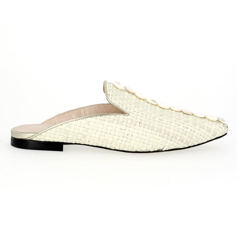 Mother of Pearl Wicker Slippers