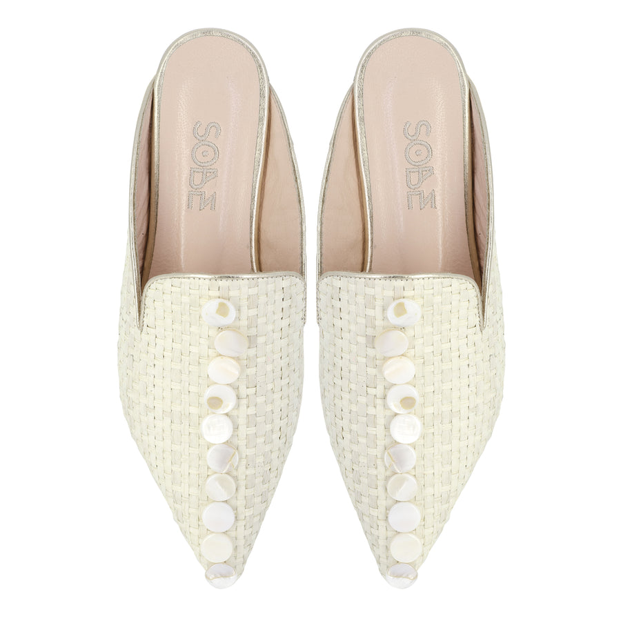 Mother of Pearl Wicker Slippers