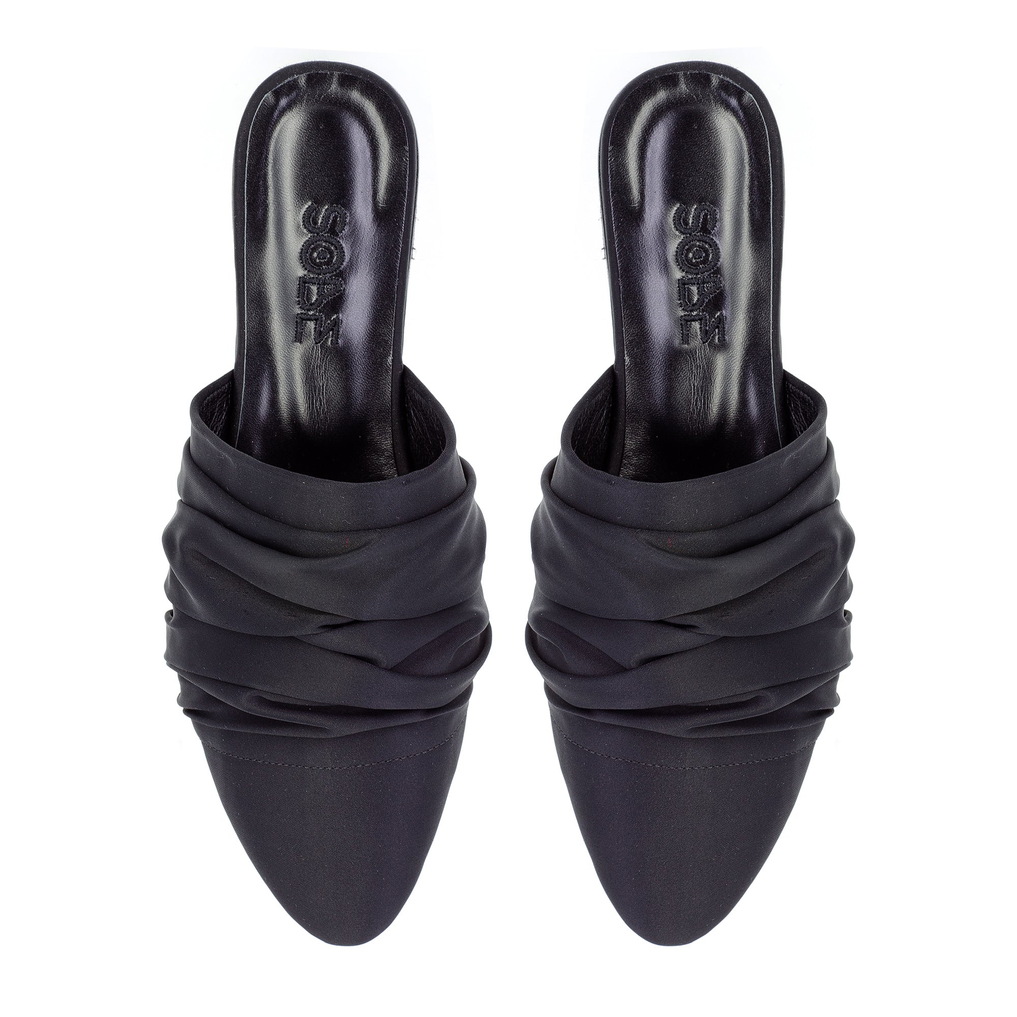 Pitch Black Silk-Satin Slippers