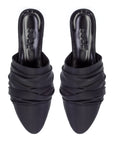 Pitch Black Silk-Satin Slippers