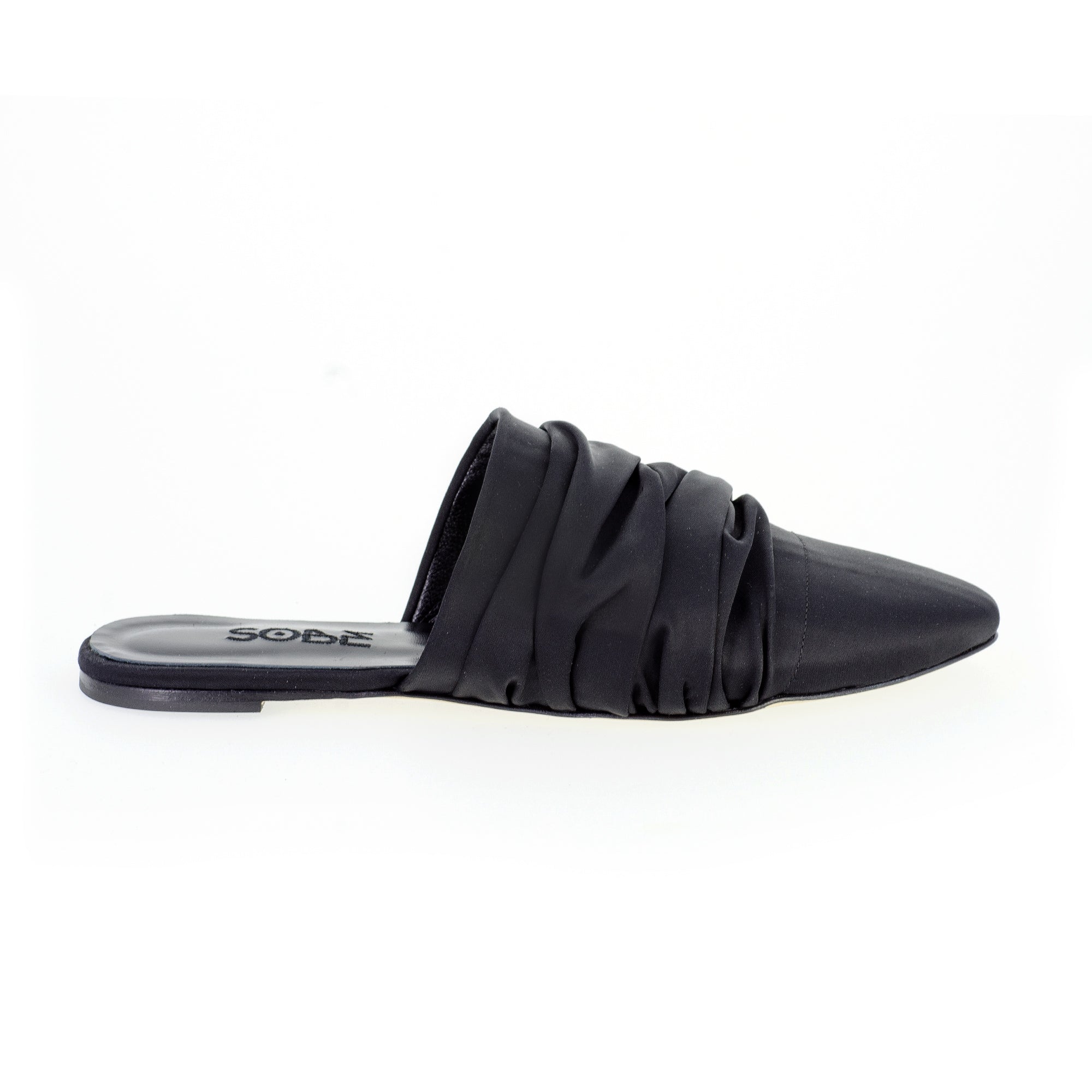 Pitch Black Silk-Satin Slippers