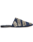 Royal Blue Silk Linen Slippers