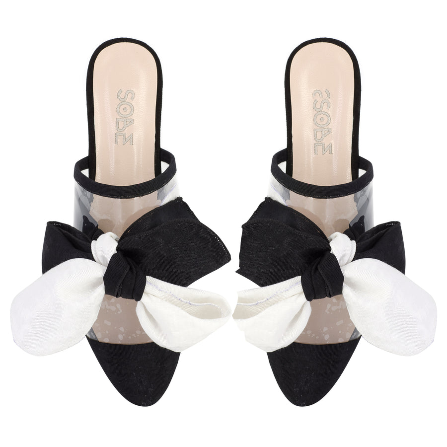 Monochrome Silk - Linen Slippers