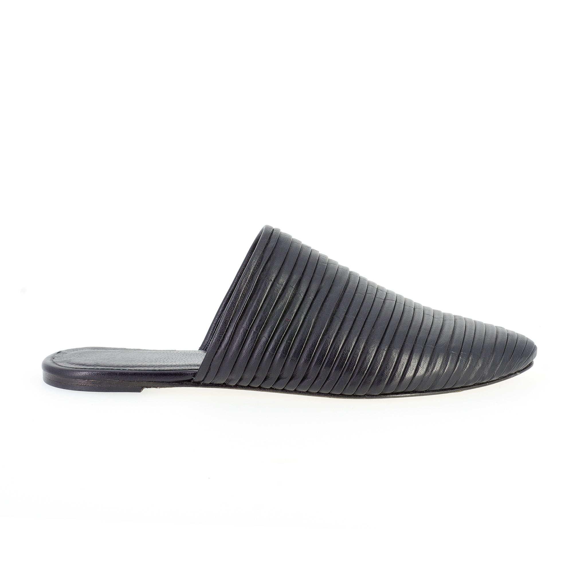 Black Leather Slippers