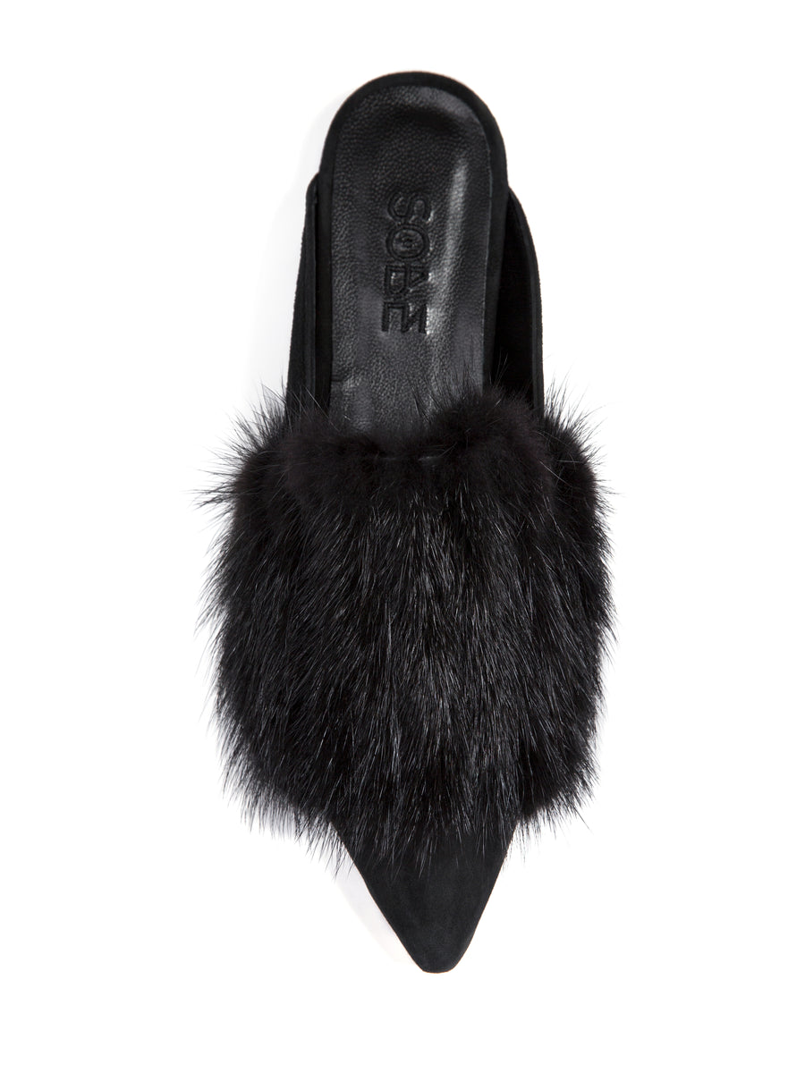 Femme Fatale Mink-Suede Slippers