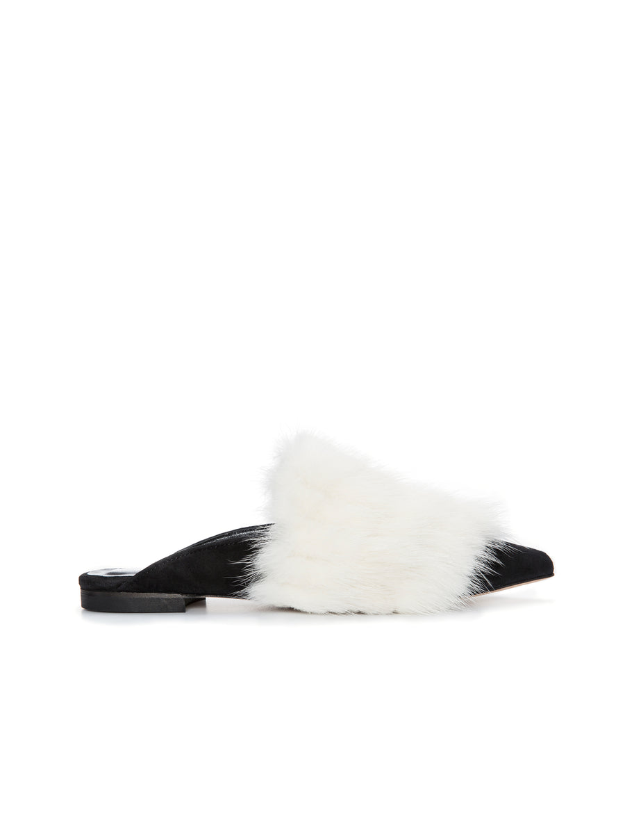 Snow Vixen Mink-Suede Slippers